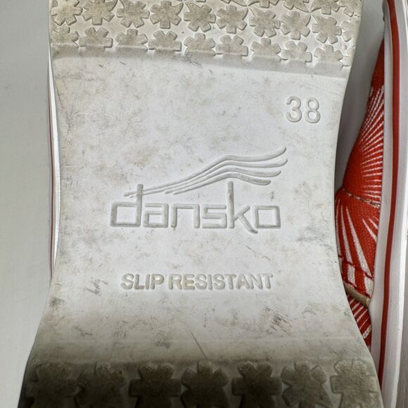 Dansko Vegan Volley Chino Palm Women EU 38 US 7.5-8 Red Canvas Slip On Clogs EUC - Picture 11 of 13